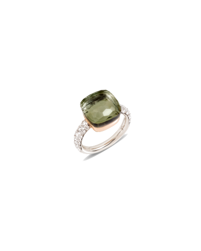 Pomellato Maxi-size Ring Rose Gold 18kt, White Gold 18kt, Prasiolite, Diamond (watches)